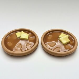 Fluffy Pancake Trinket Dish - Handmade- Tan - 5 inch